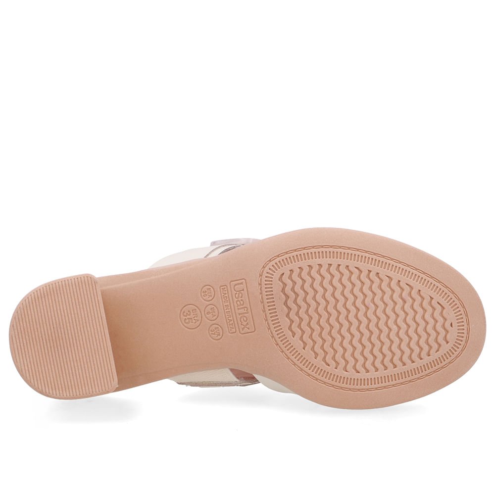 Tamanco Salto Bloco Couro Branco Marfim Tira Cruzada Branco 5