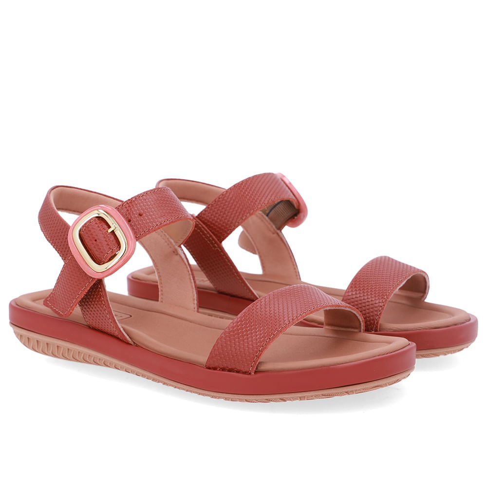 Sandália Baixa Couro Marrom Fivela Marrom 2