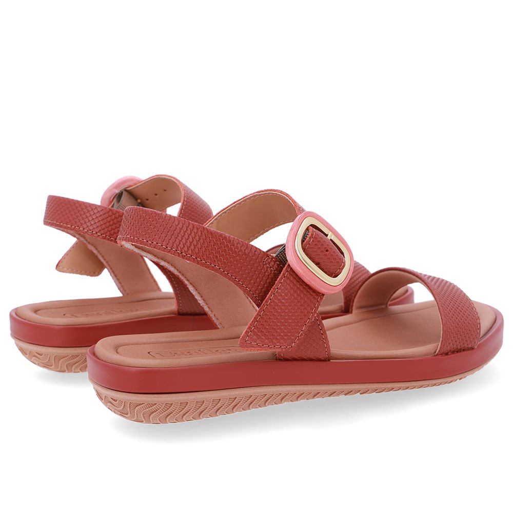 Sandália Baixa Couro Marrom Fivela Marrom 3