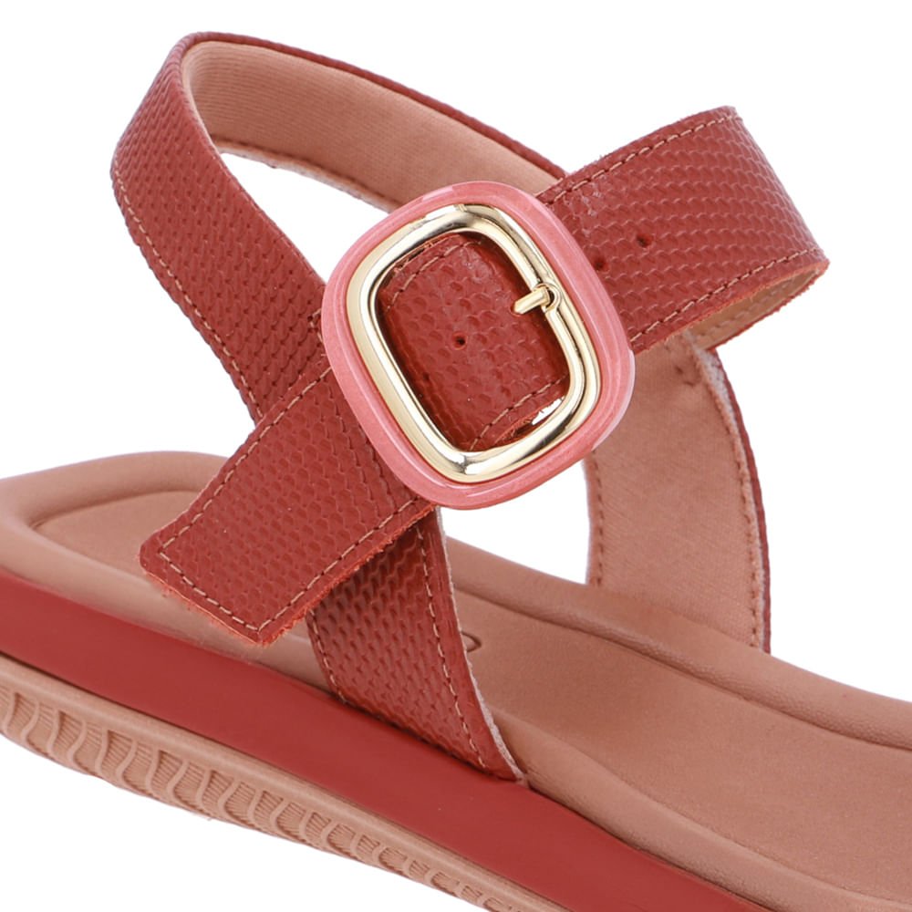 Sandália Baixa Couro Marrom Fivela Marrom 4