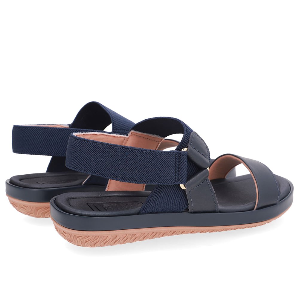 Sandália Baixa Couro Azul Elástico Azul 3
