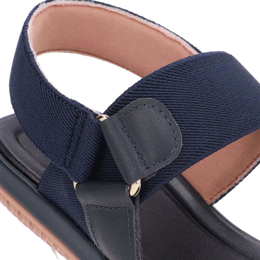 Sandália Baixa Couro Azul Elástico Azul 4