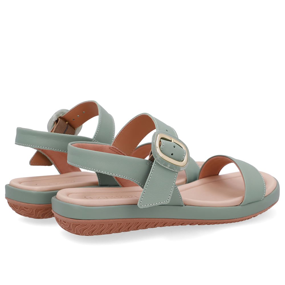 Sandália Baixa Couro Verde Fivela Verde 3