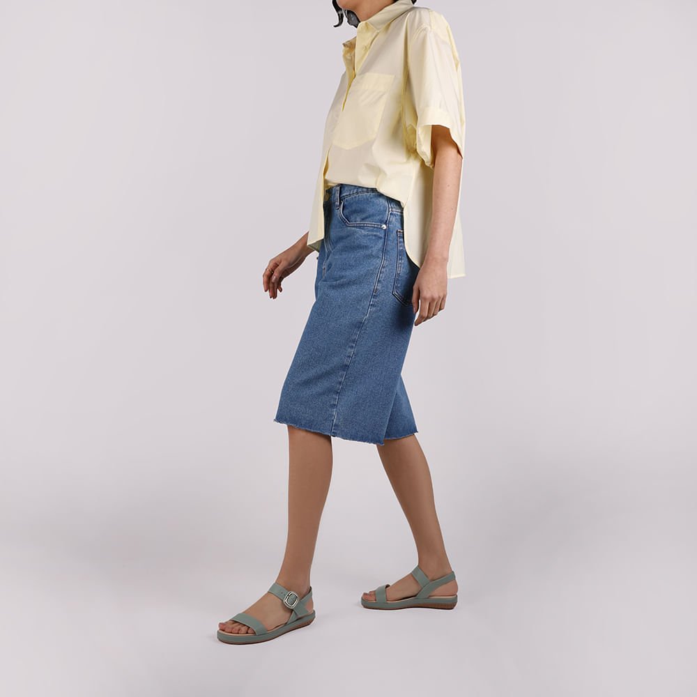 Sandália Baixa Couro Verde Fivela Verde 4