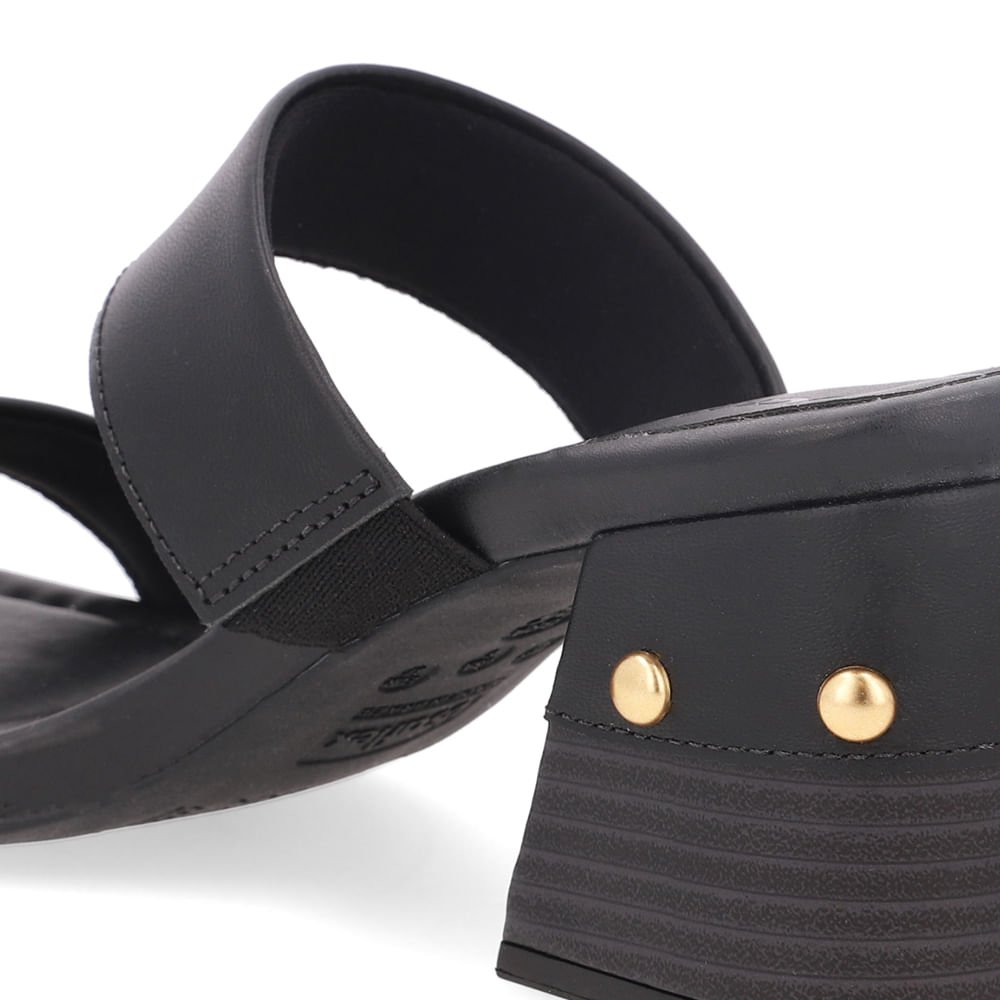 Tamanco Salto Bloco Couro Preto Esferas Preto 4