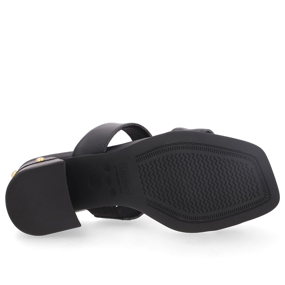 Tamanco Salto Bloco Couro Preto Esferas Preto 5