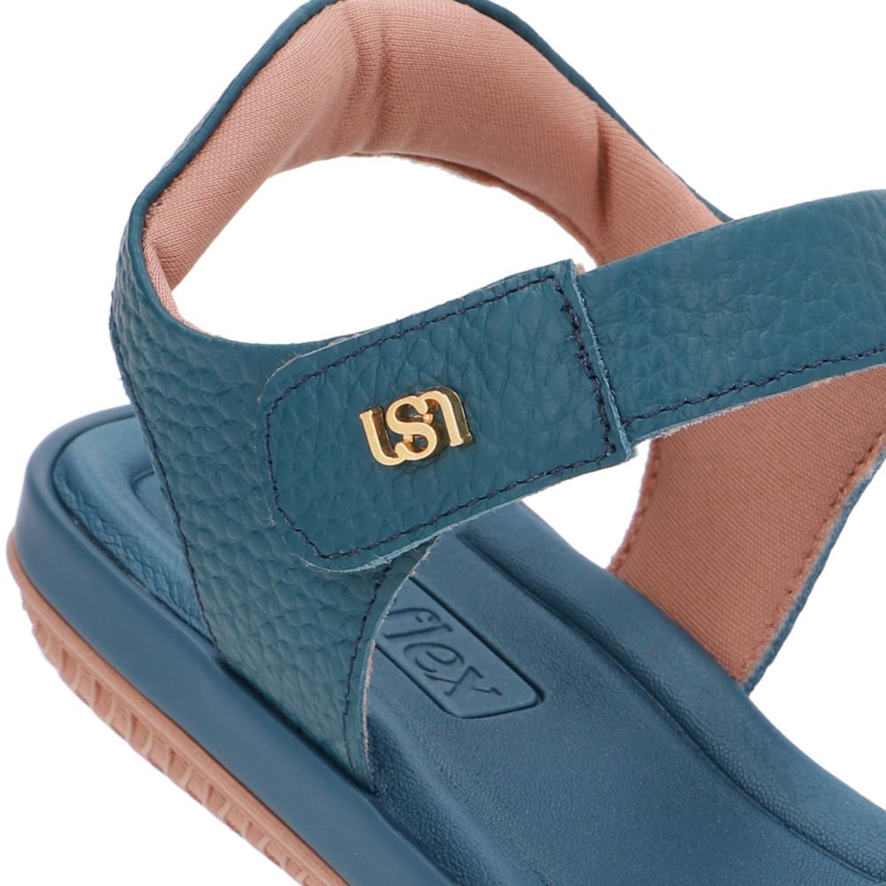 Sandália Baixa Couro Azul Fecho-Flex Azul 4