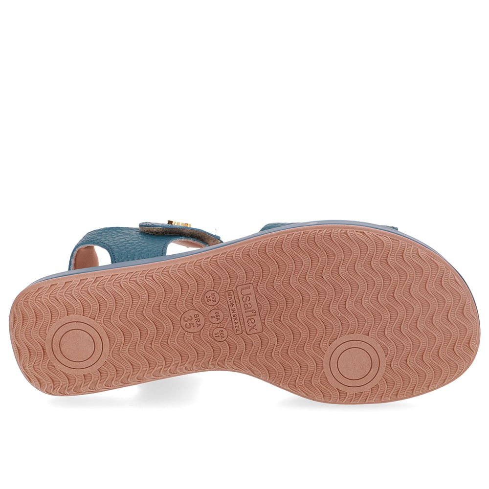 Sandália Baixa Couro Azul Fecho-Flex Azul 5