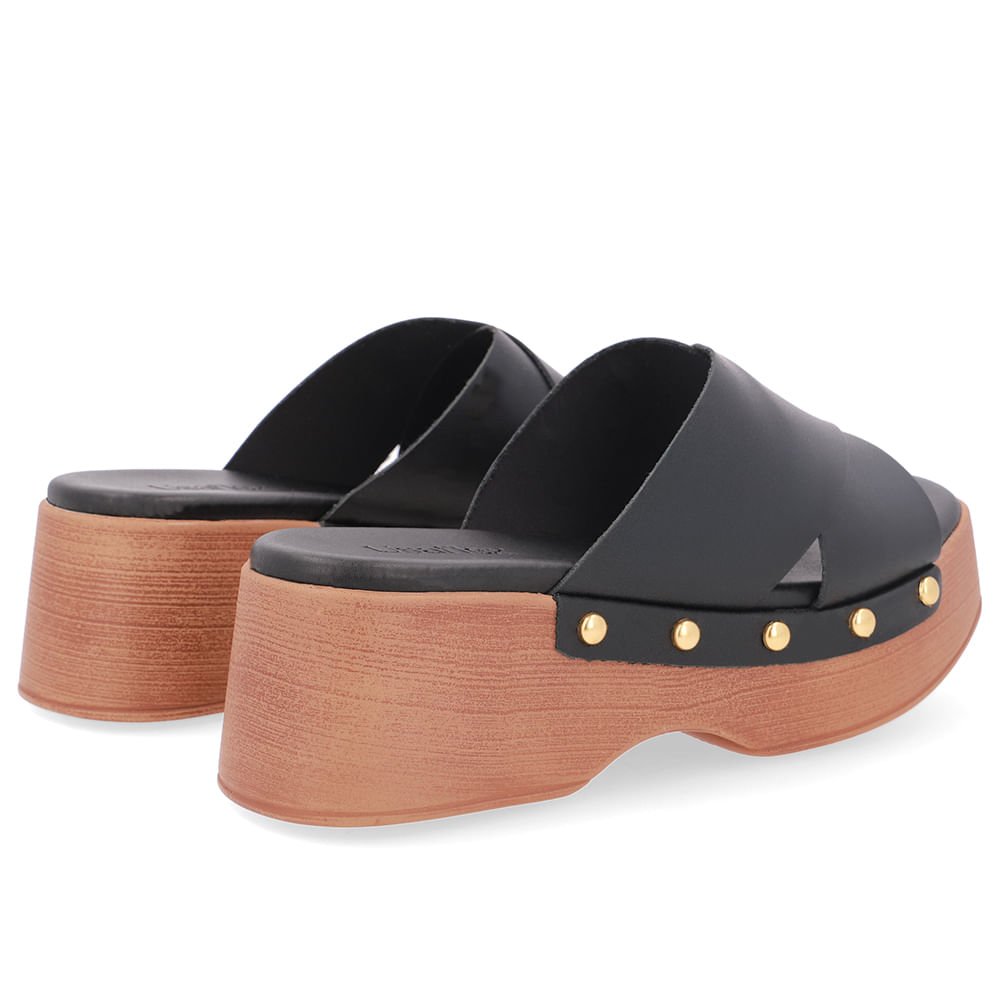 Tamanco Bico Quadrado Couro Preto Preto 3