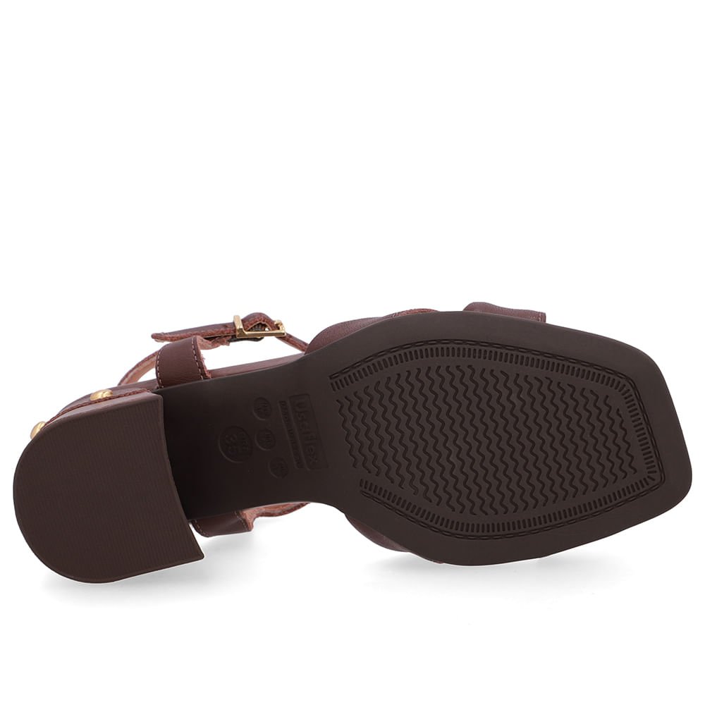 Sandália Salto Bloco Couro Marrom Esferas Marrom 5