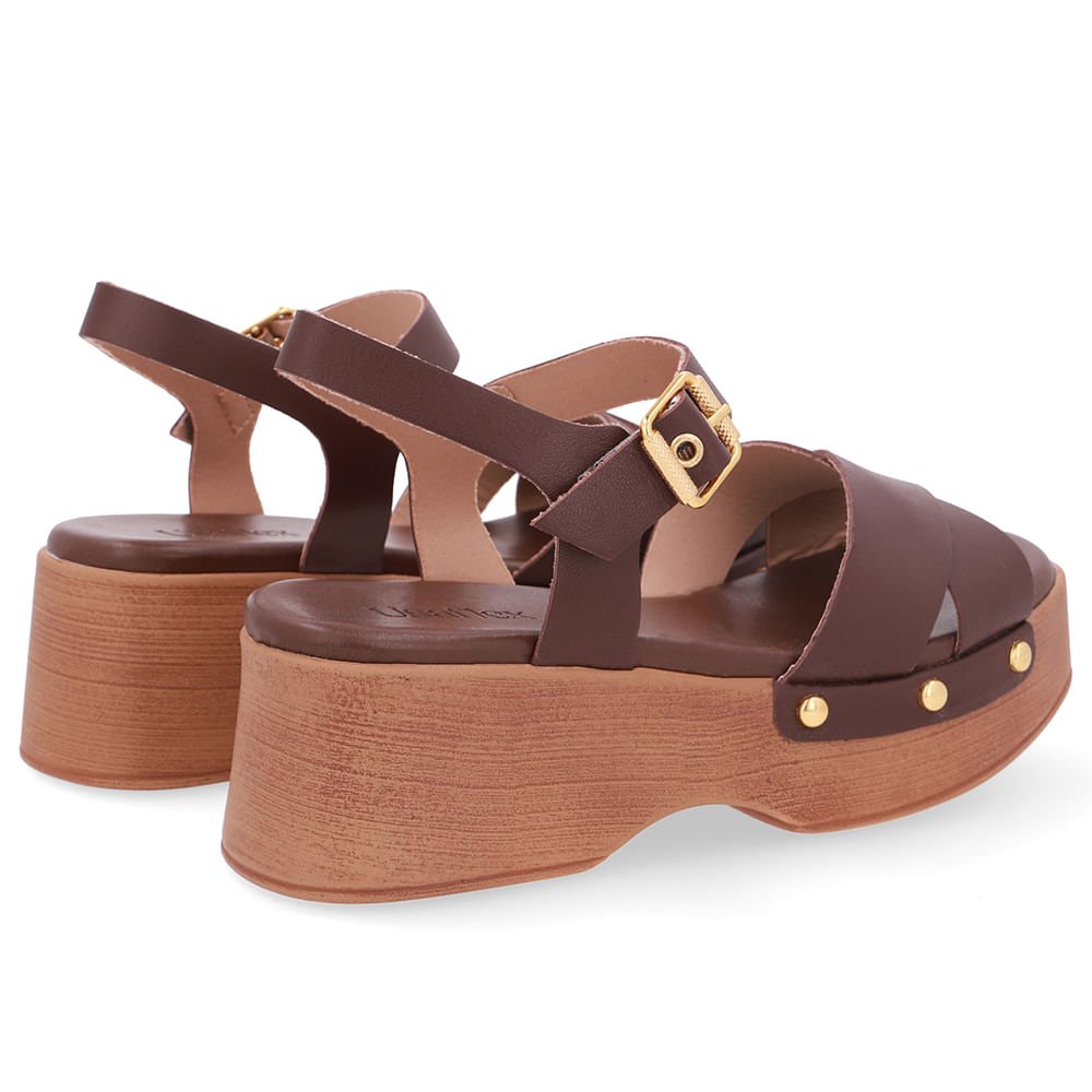 Sandália Bico Quadrado Couro Marrom Marrom 3