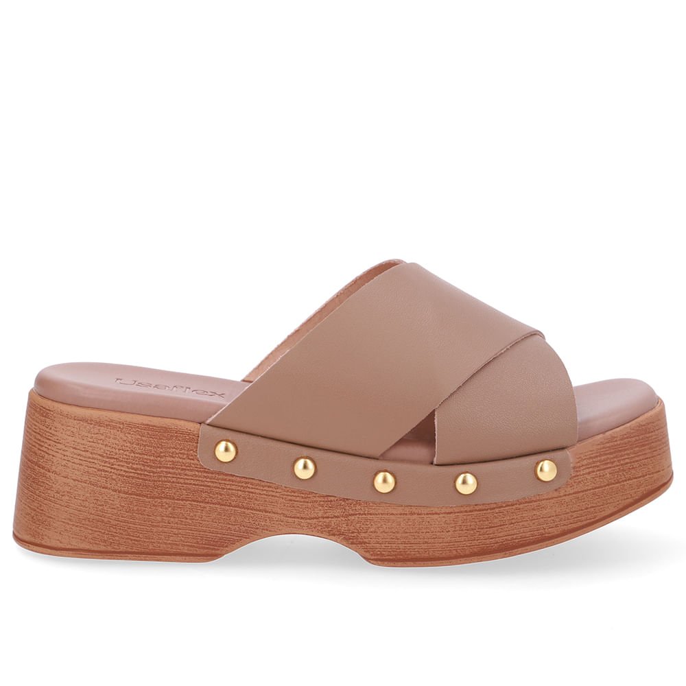 Tamanco Bico Quadrado Couro Marrom