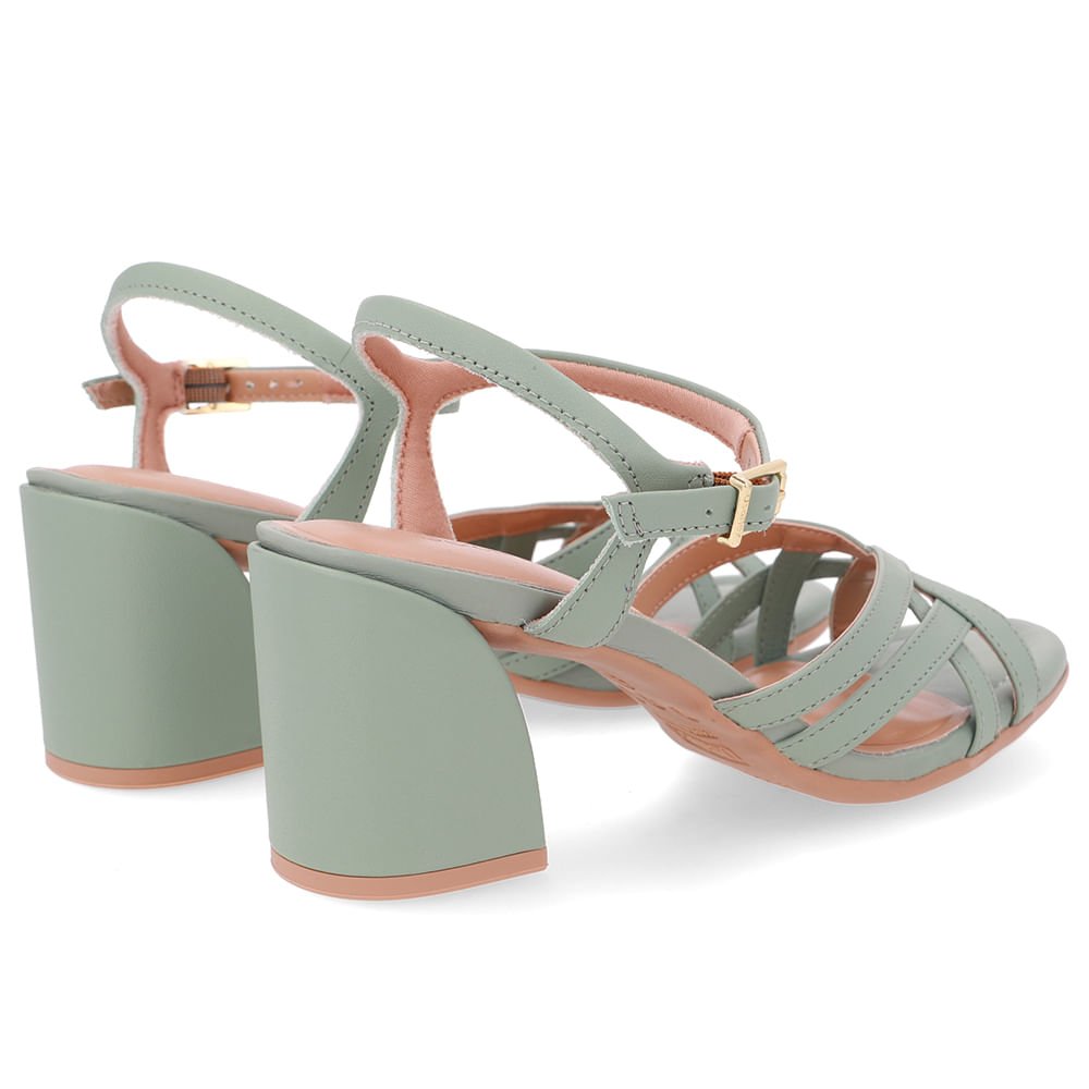 Sandália Bico Redondo Couro Verde Tiras Verde 3