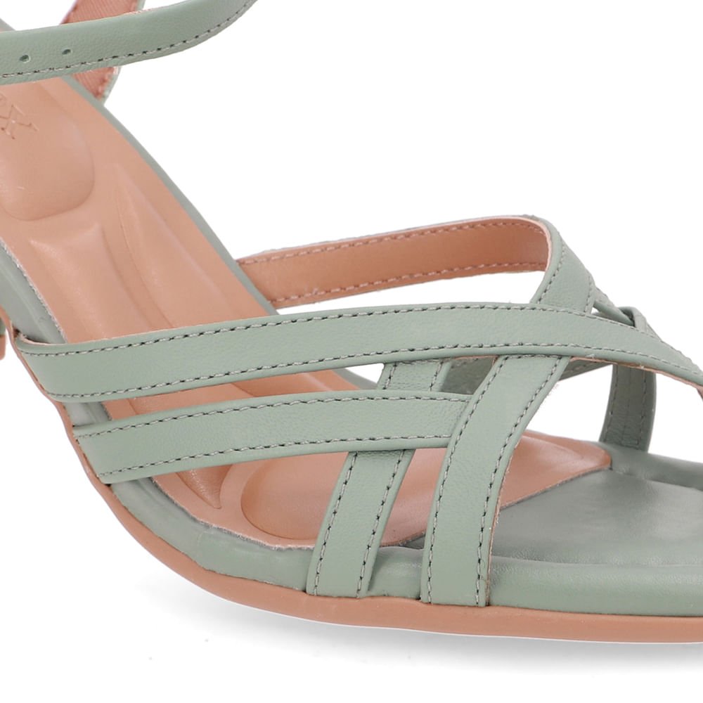 Sandália Bico Redondo Couro Verde Tiras Verde 4
