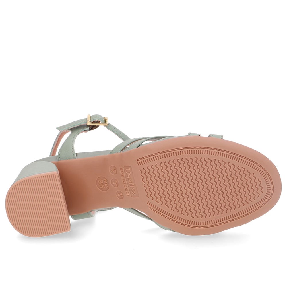 Sandália Bico Redondo Couro Verde Tiras Verde 5