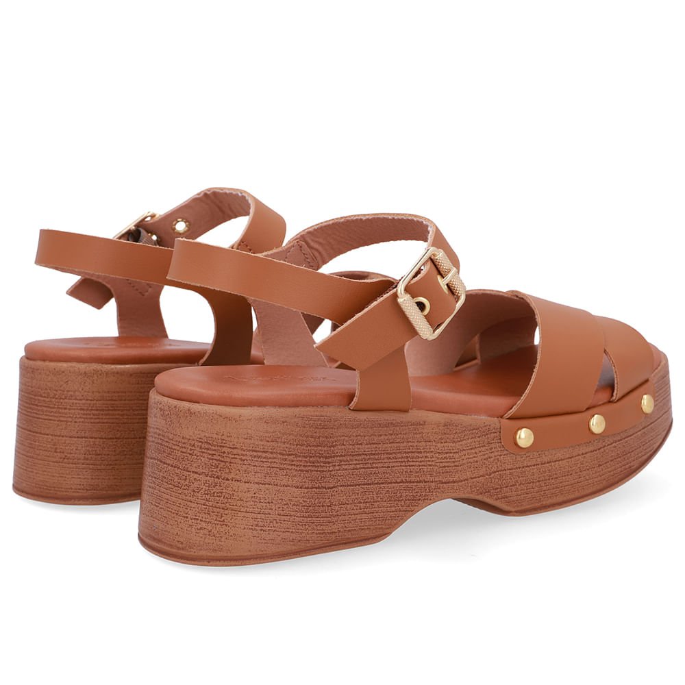 Sandália Bico Quadrado Couro Marrom Marrom 3