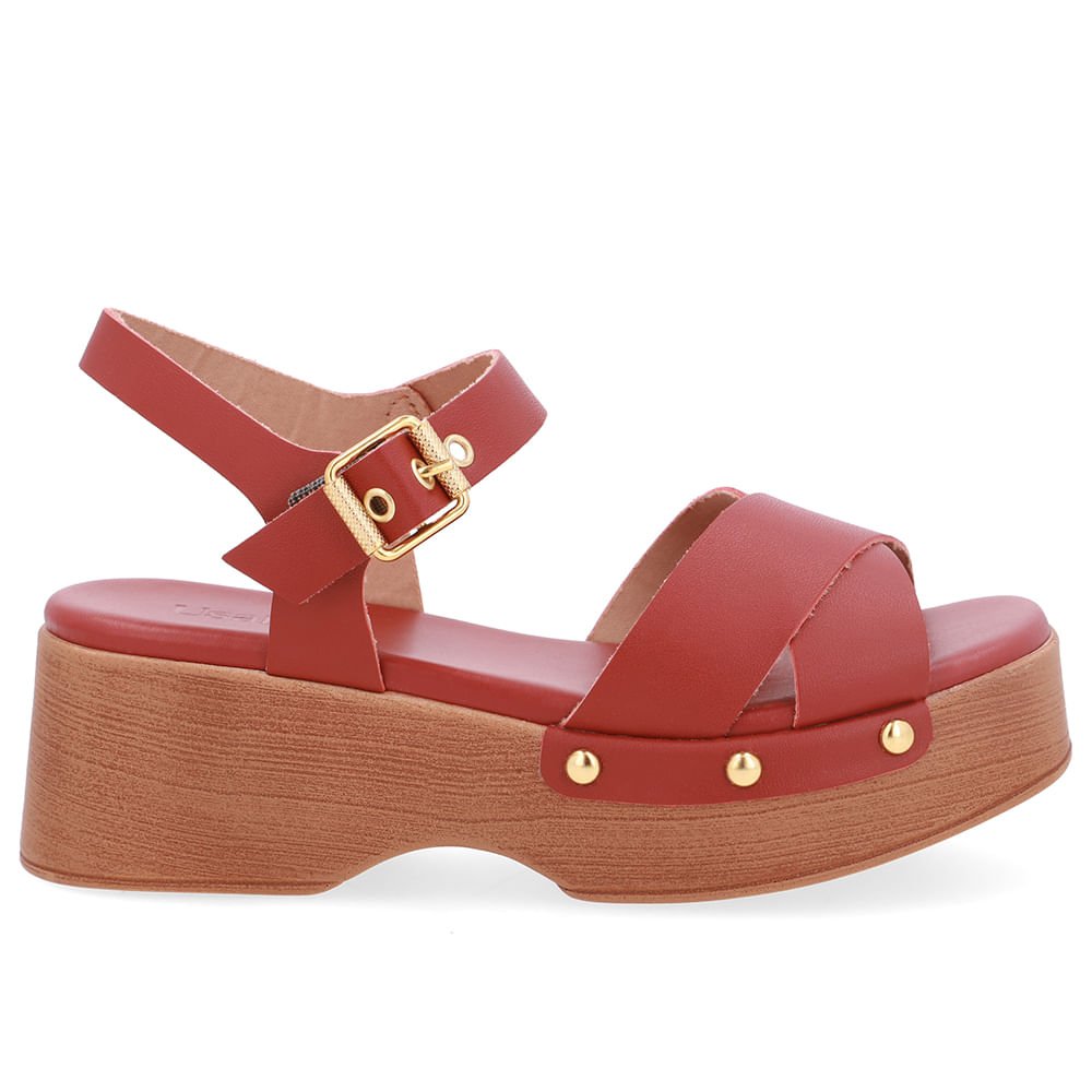 Sandália Bico Quadrado Couro Marrom