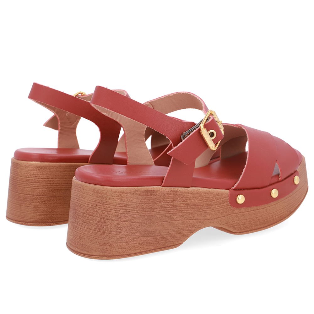 Sandália Bico Quadrado Couro Marrom Marrom 3