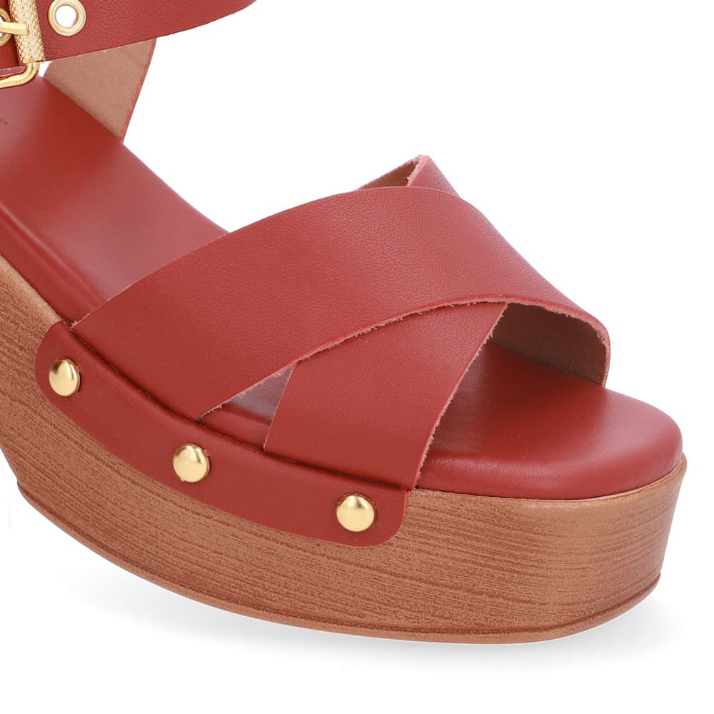 Sandália Bico Quadrado Couro Marrom Marrom 4