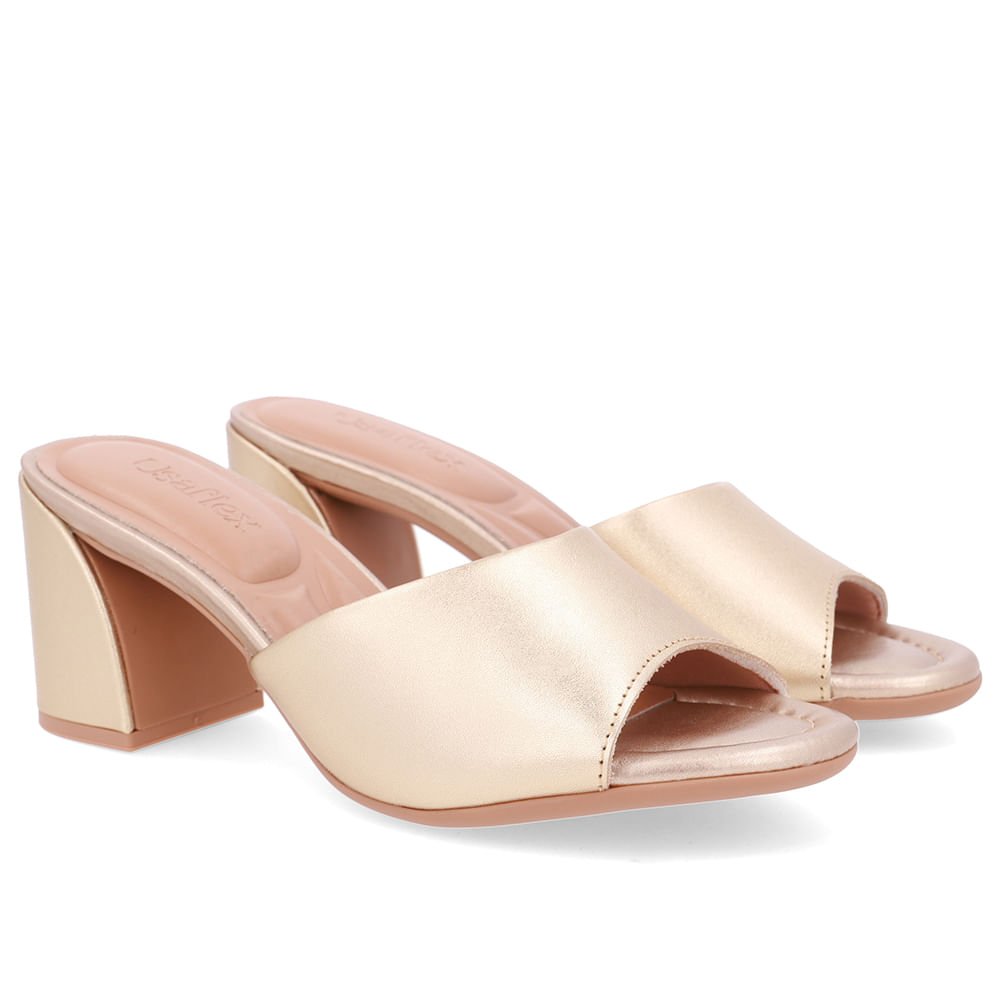 Tamanco Bico Redondo Couro Dourado Dourado 2