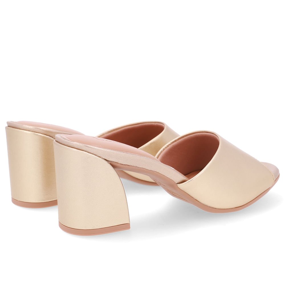 Tamanco Bico Redondo Couro Dourado Dourado 3