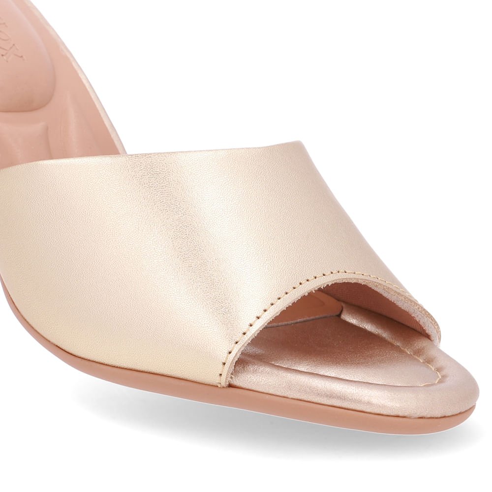 Tamanco Bico Redondo Couro Dourado Dourado 4