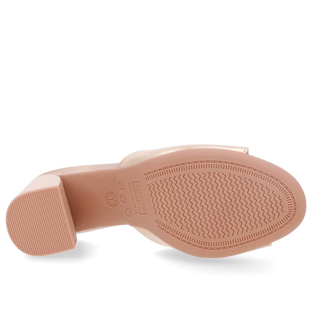 Tamanco Bico Redondo Couro Dourado Dourado 5