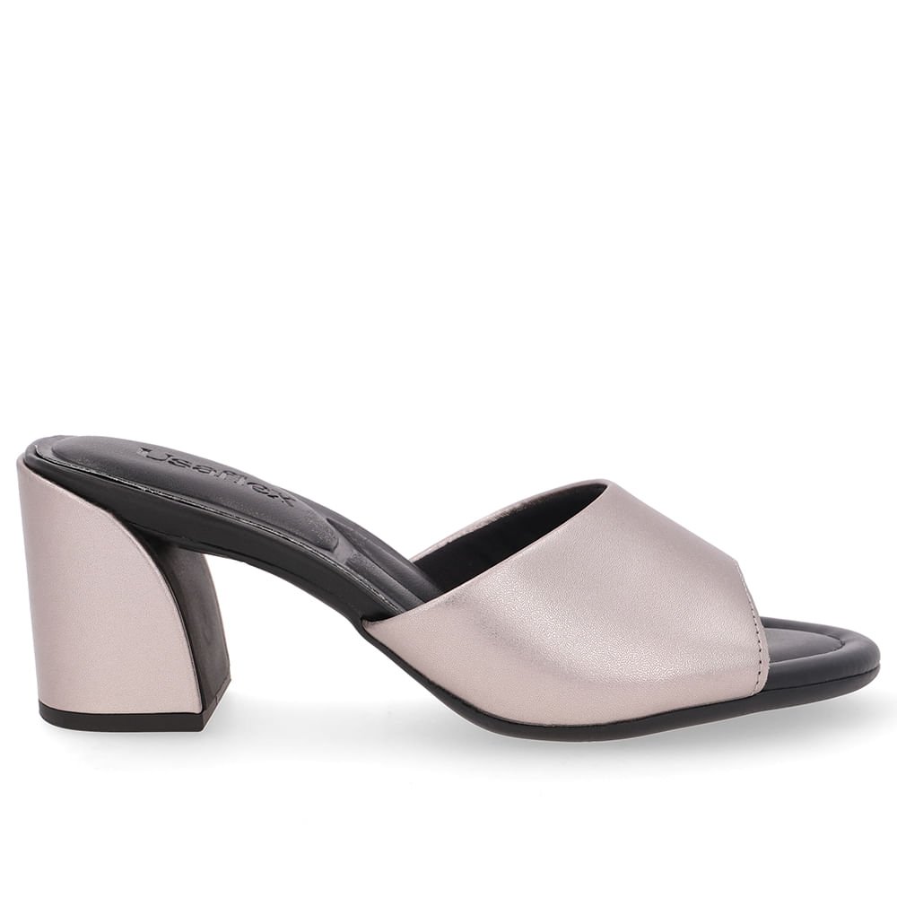 Tamanco Bico Redondo Couro Aço