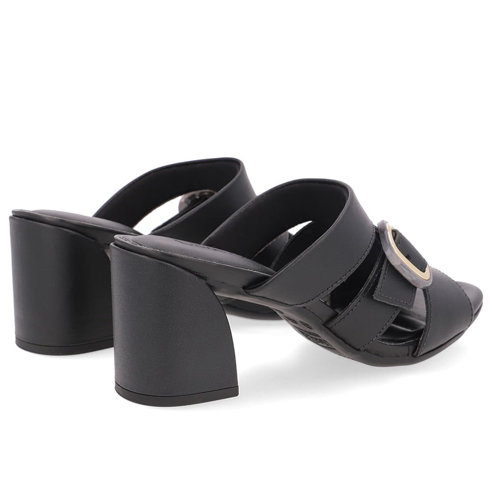 Tamanco Salto Bloco Couro Preto Fivela Preto 3