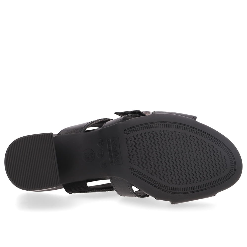 Tamanco Salto Bloco Couro Preto Fivela Preto 5