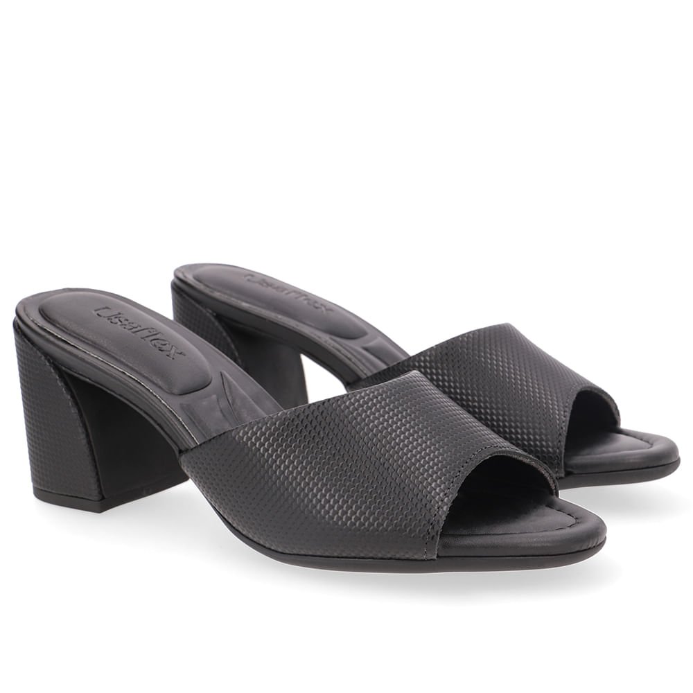 Tamanco Bico Redondo Couro Preto Preto 2