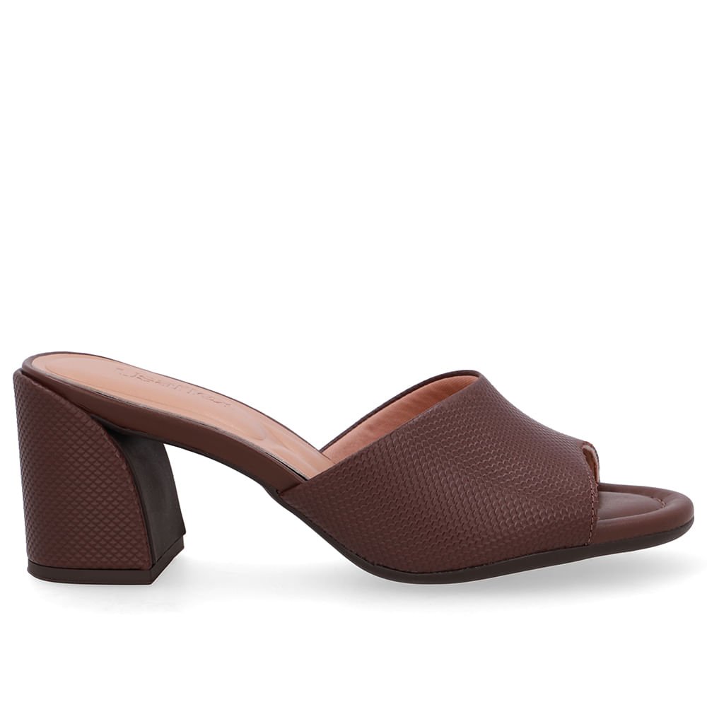 Tamanco Bico Redondo Couro Marrom