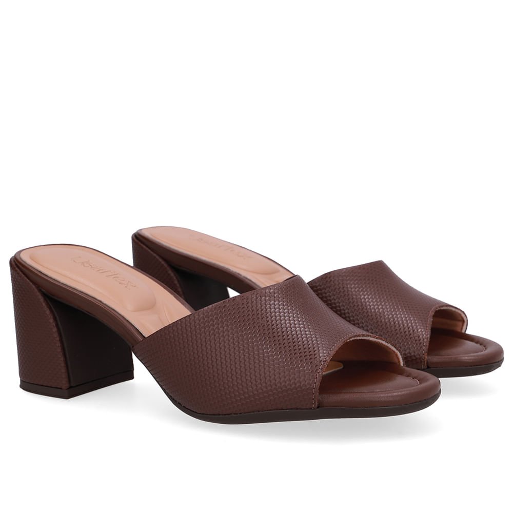 Tamanco Bico Redondo Couro Marrom Marrom 2