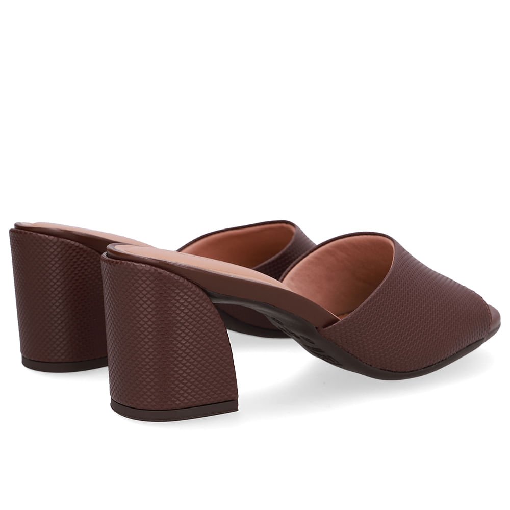 Tamanco Bico Redondo Couro Marrom Marrom 3