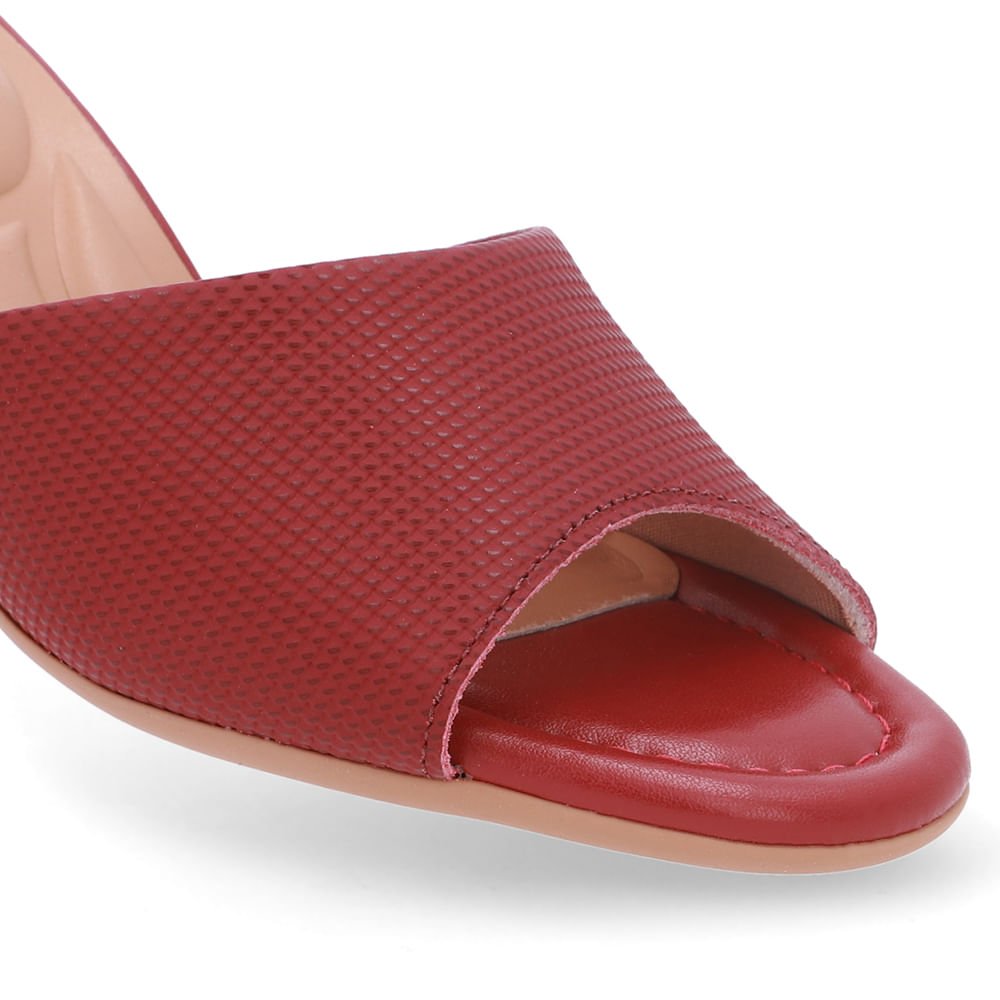 Tamanco Bico Redondo Couro Vermelho Vermelho 4