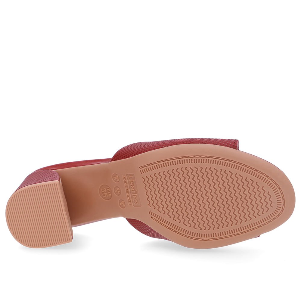 Tamanco Bico Redondo Couro Vermelho Vermelho 5