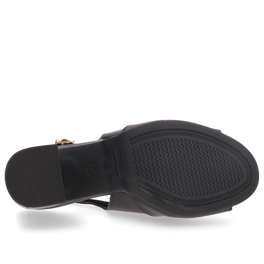 Sandália Salto Bloco Couro Preta Básica Preto 5