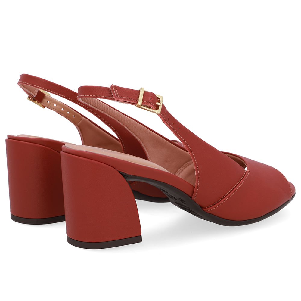 Sandália Salto Bloco Couro Marrom Básica Marrom 3