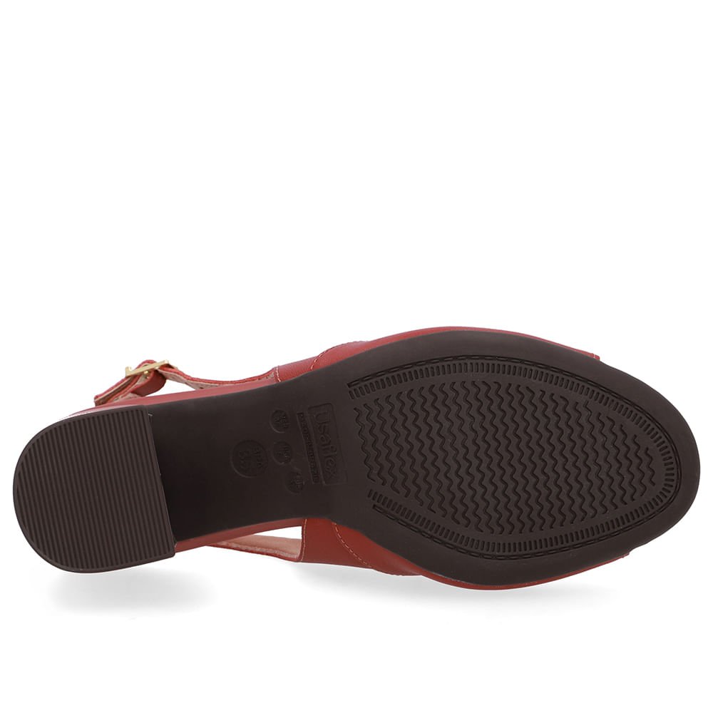 Sandália Salto Bloco Couro Marrom Básica Marrom 5