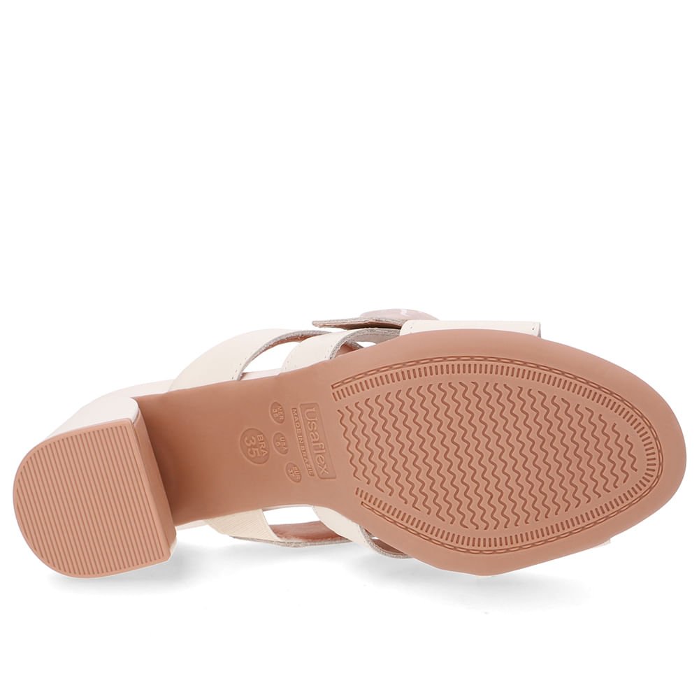 Tamanco Salto Bloco Couro Branco Marfim Fivela Branco 5