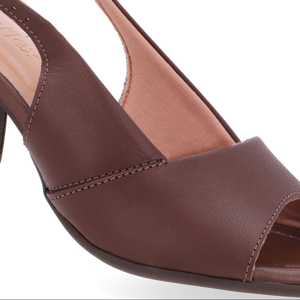 Sandália Salto Bloco Couro Marrom Básica Marrom 4