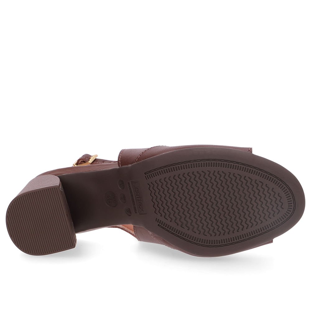 Sandália Salto Bloco Couro Marrom Básica Marrom 5