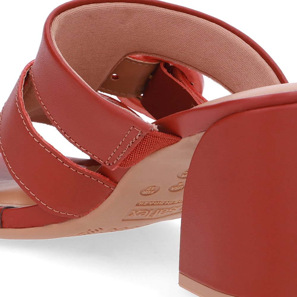 Tamanco Salto Bloco Couro Marrom Fivela Marrom 4