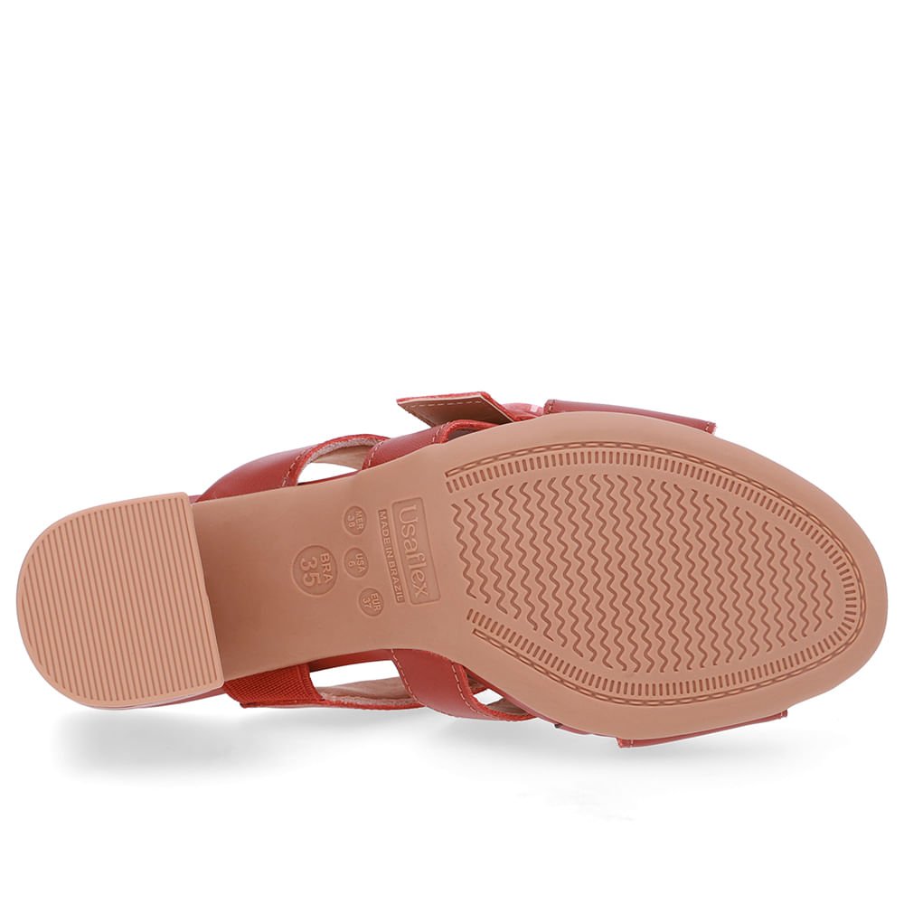 Tamanco Salto Bloco Couro Marrom Fivela Marrom 5