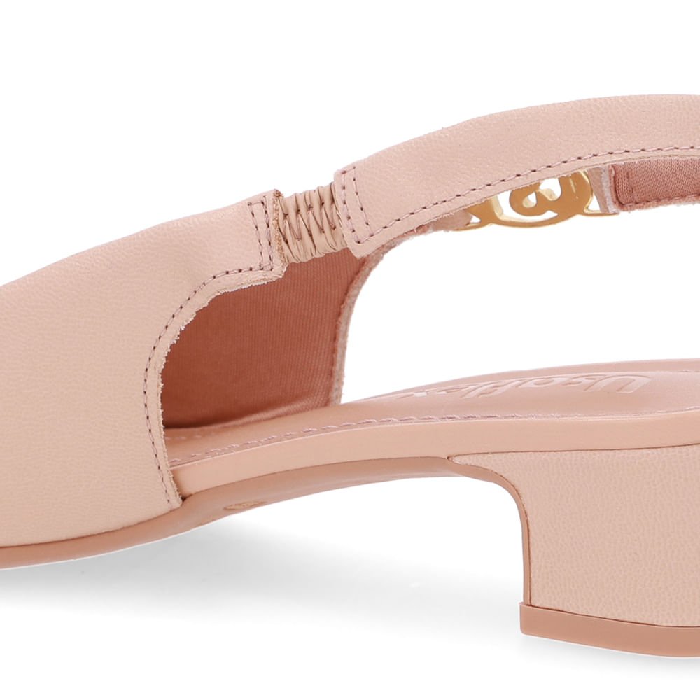 Slingback Bege Salto Bloco Couro Bege 4