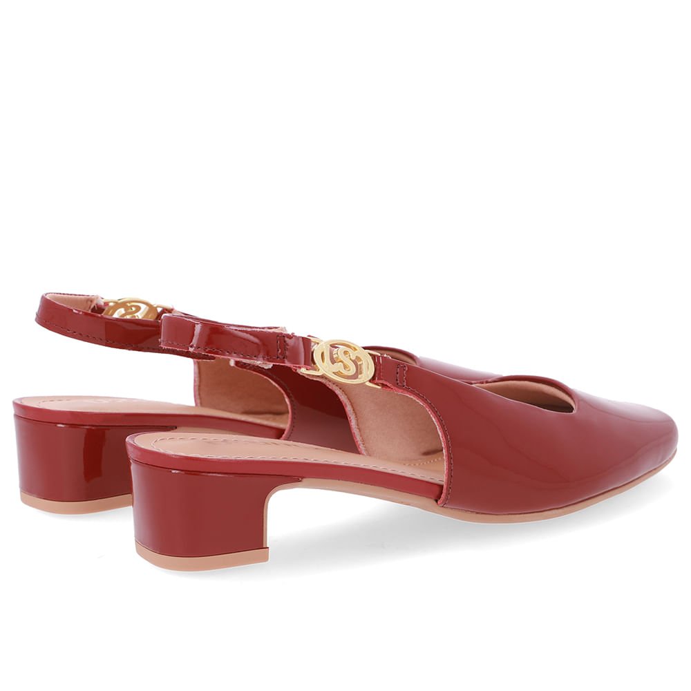 Slingback Vermelho Salto Bloco Couro Vermelho 3
