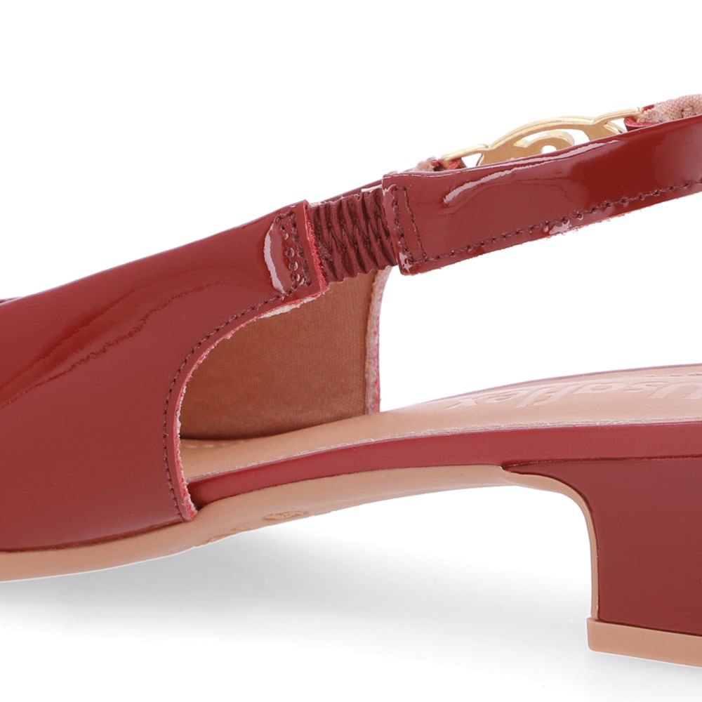 Slingback Vermelho Salto Bloco Couro Vermelho 4