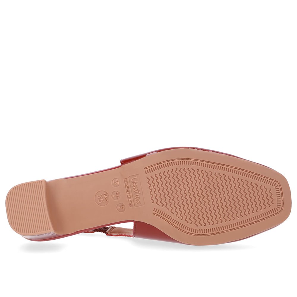 Slingback Vermelho Salto Bloco Couro Vermelho 5
