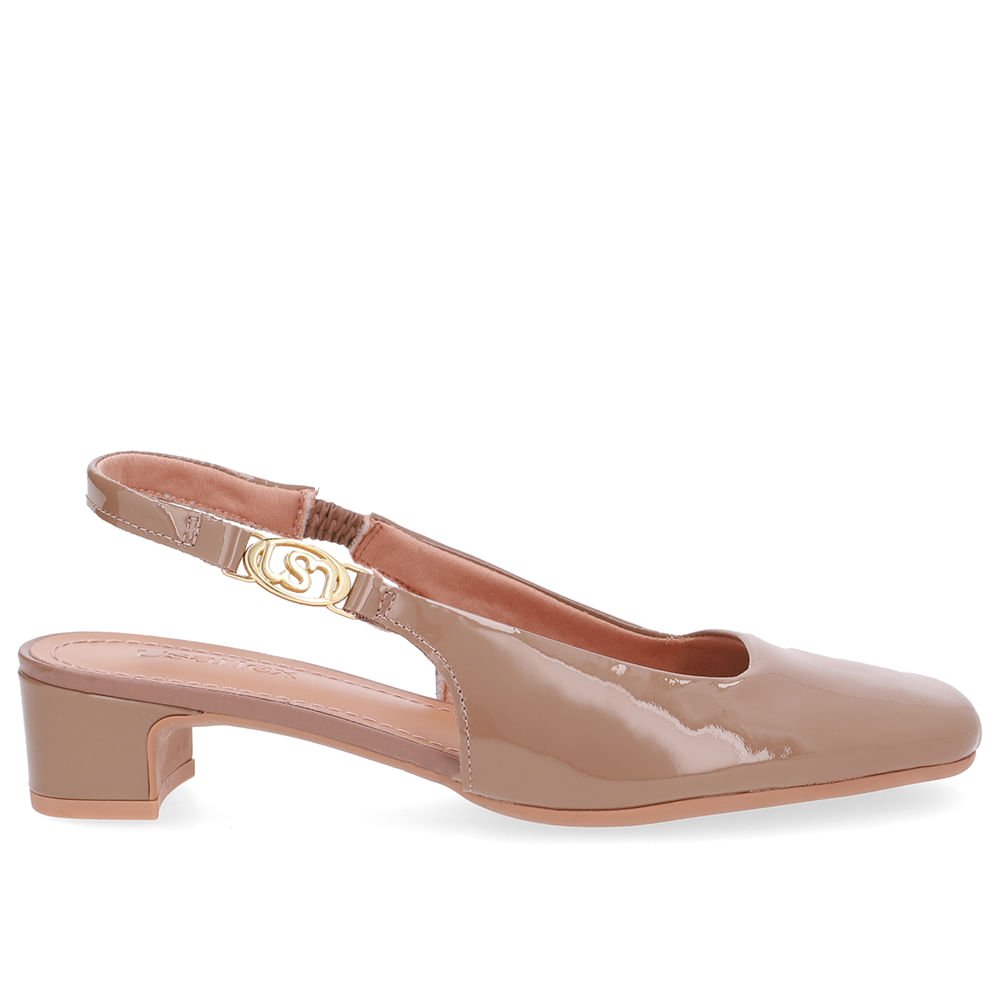 Slingback Marrom Salto Bloco Couro
