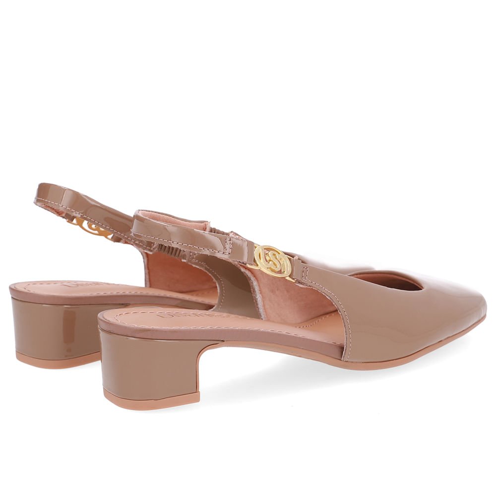 Slingback Marrom Salto Bloco Couro Marrom 3